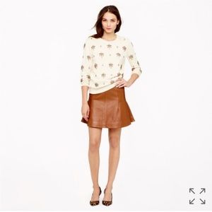 J.Crew Collection Brown Leather Mini Fluted Skirt Size 6 NWT
